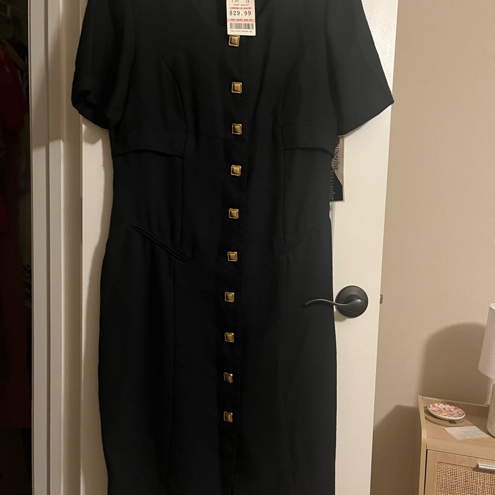 Marshalls Black and Gold Sheath Midi Dress